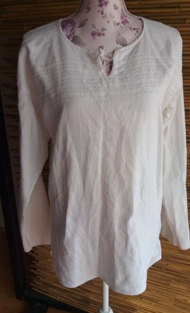 Beautiful M Lagenlook Linen White Muslin Tunic Top
